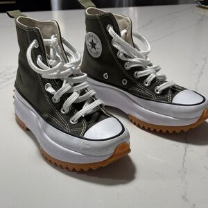 Converse Olive High-Top Platform Sneakers